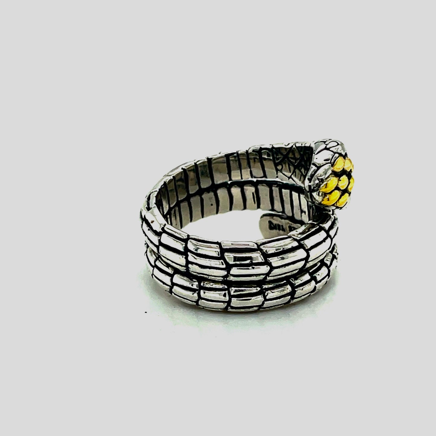 Silver snake ring with 18kt Gold