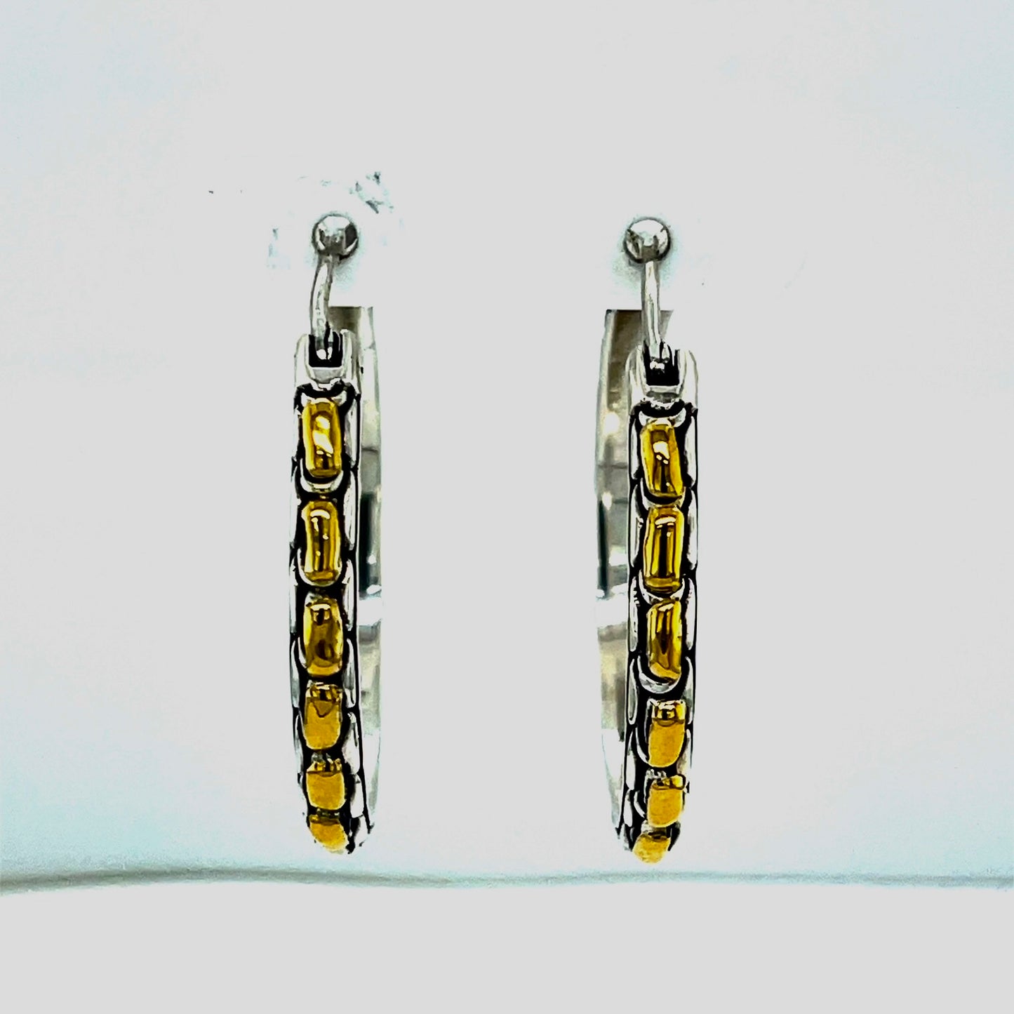 18kt Gold and Silver hoop earrings