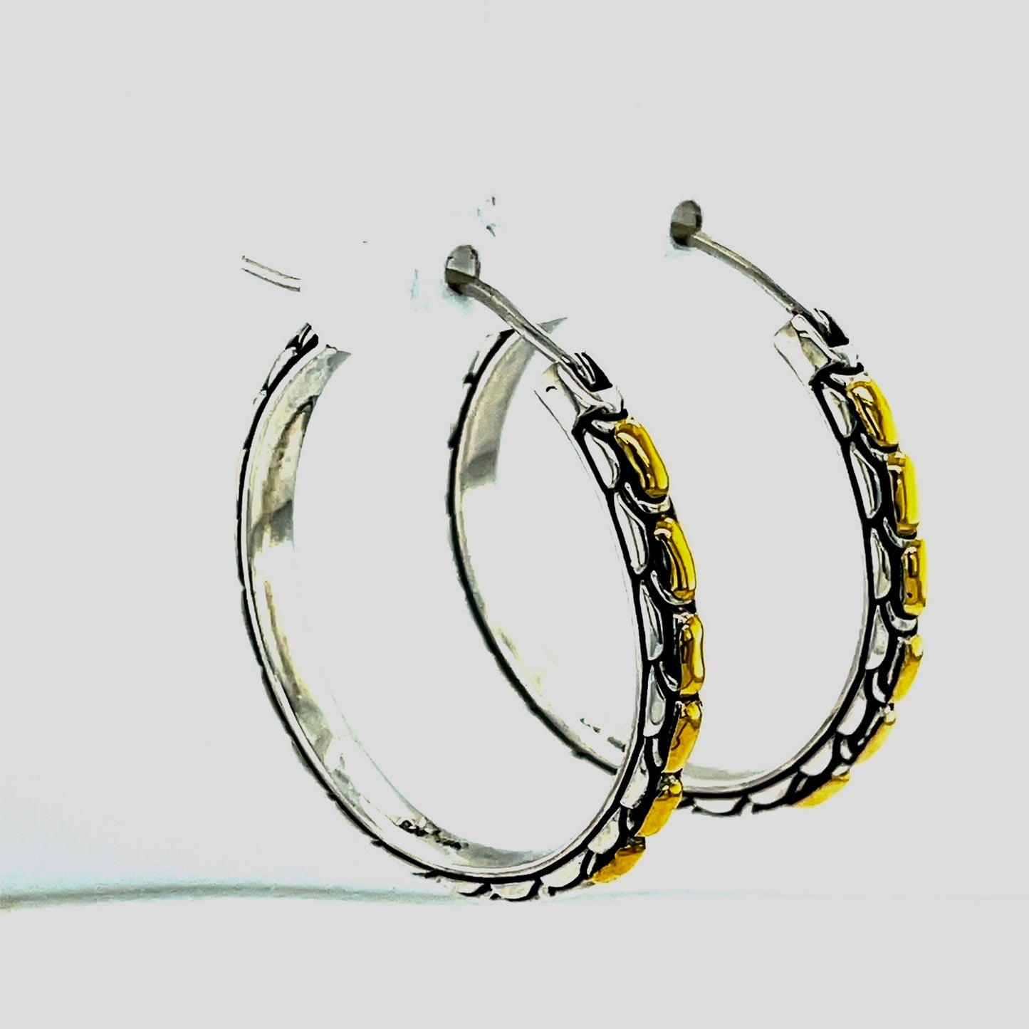 18kt Gold and Silver hoop earrings