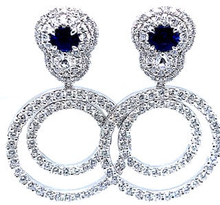 White gold sapphire earrings with diamonds