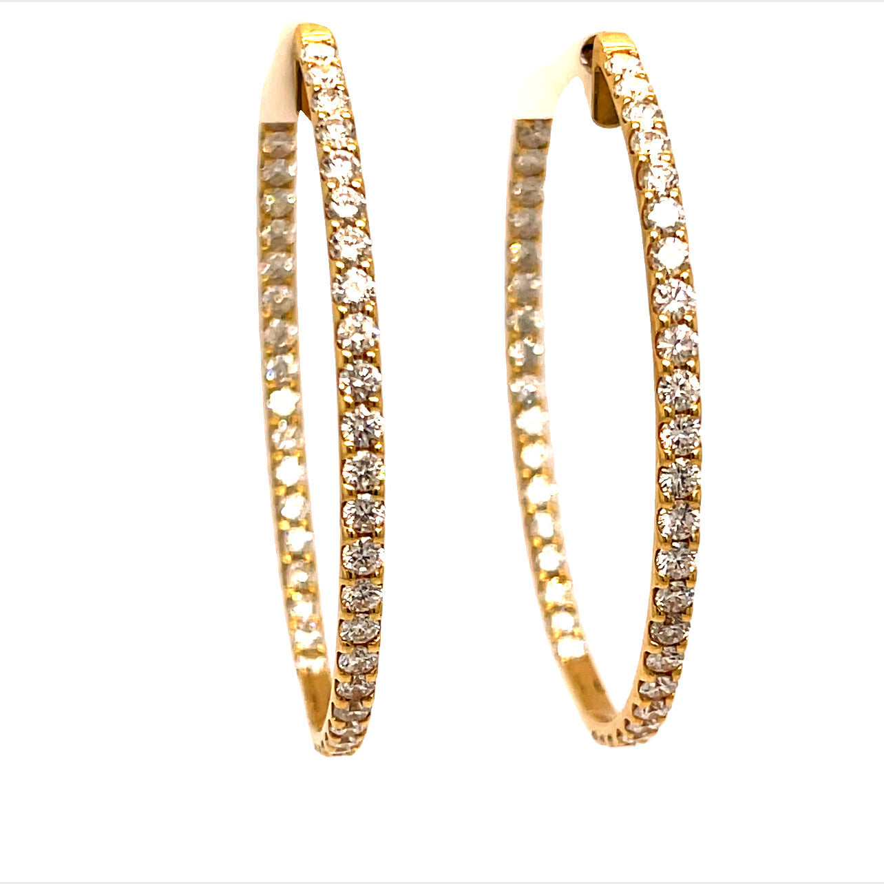 18kt yellow gold dia hoops with diamonds