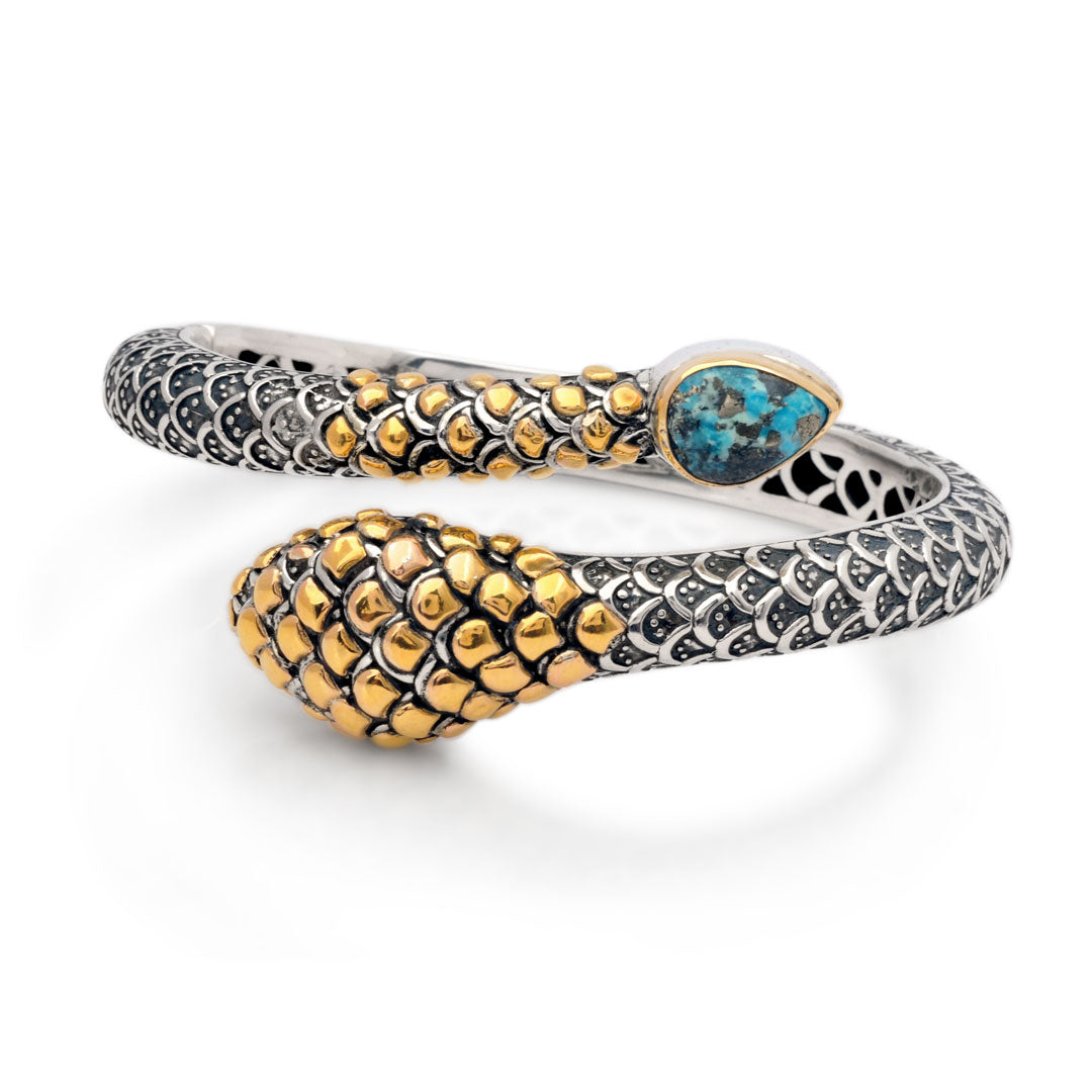 silver gold Turquoise snake bracelet