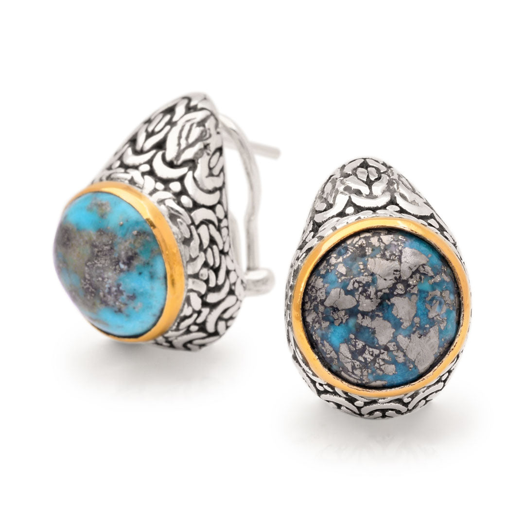 Silver gold Turquoise earrings
