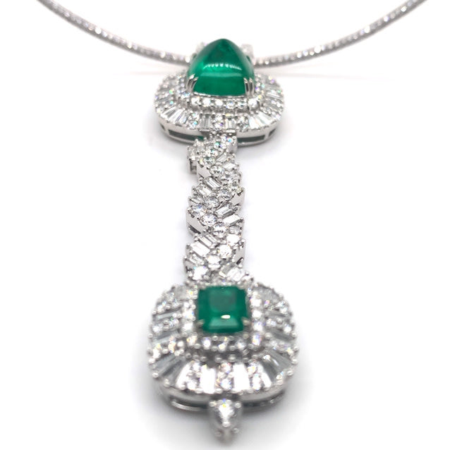 Platinum detachable necklace with emeralds and diamonds