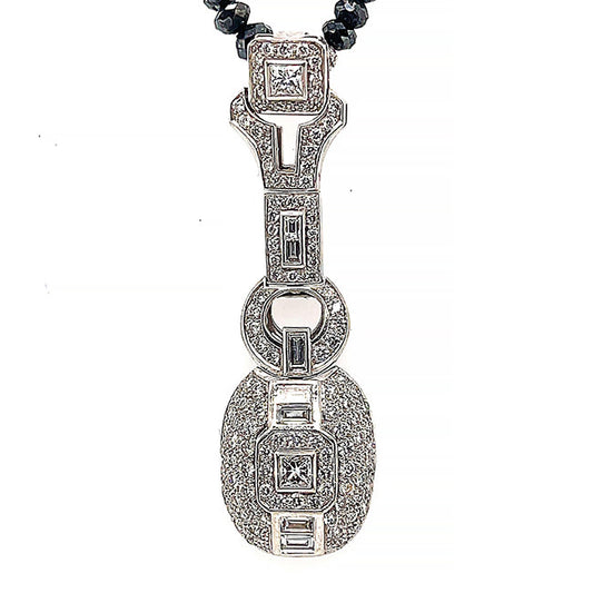 White & Black Diamond Platinum Necklace SOLD