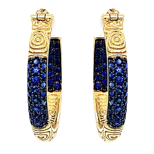Sold Sapphire & 18kt. Gold Hoop Earrings Enquire  for price
