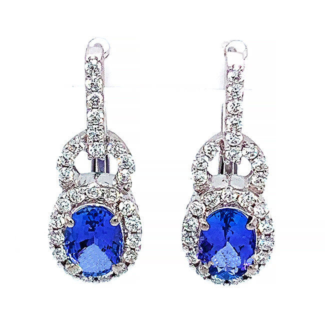 18 kt hanging earrings with Tanzanite & Diamonds