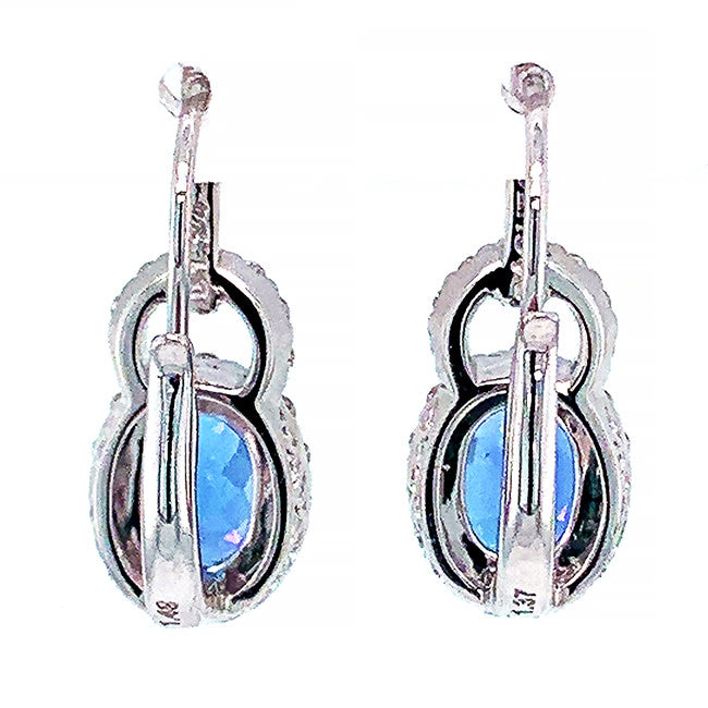 18 kt hanging earrings with Tanzanite & Diamonds