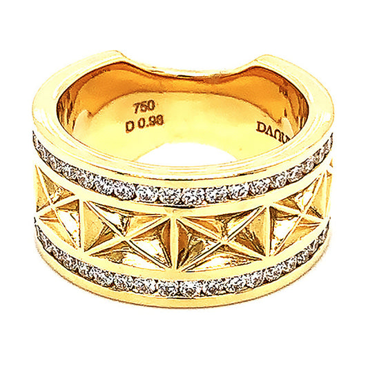 18 kt yellow gold band channel set with diamonds