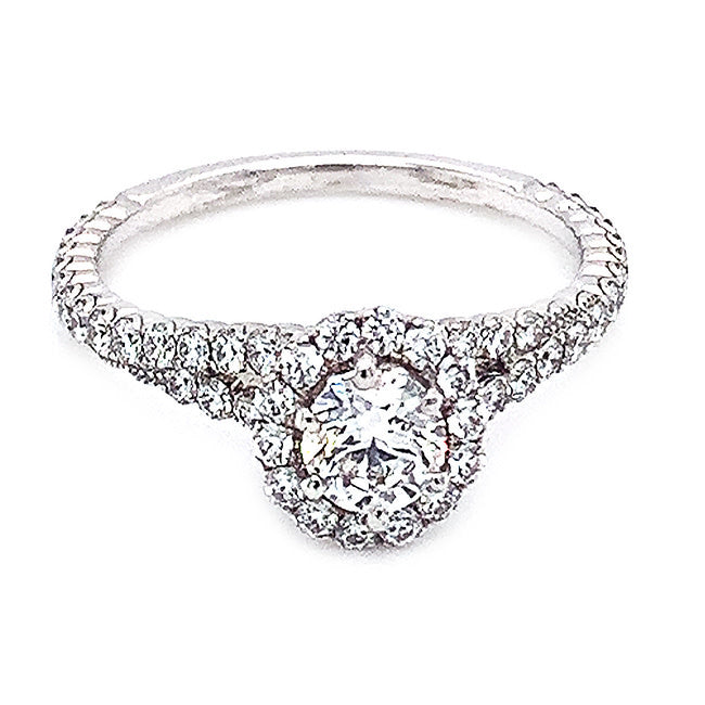 Platinum delicate engagement ring with . 33 ct D color center diamond