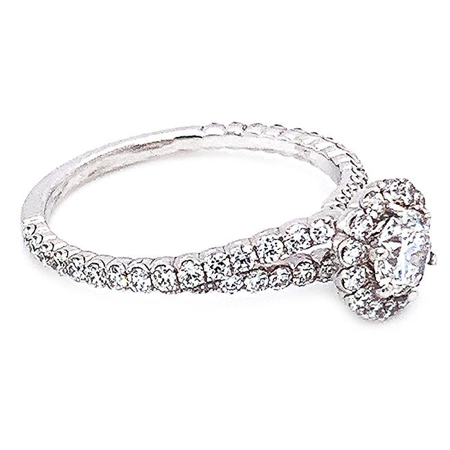 Platinum delicate engagement ring with . 33 ct D color center diamond