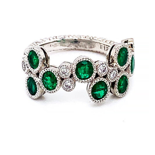 Emerald & Diamond  Platinum Ring