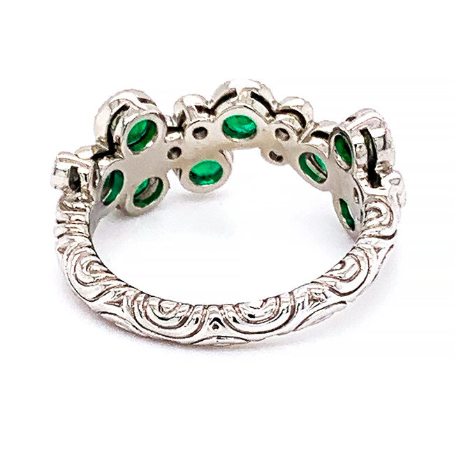 Emerald & Diamond  Platinum Ring