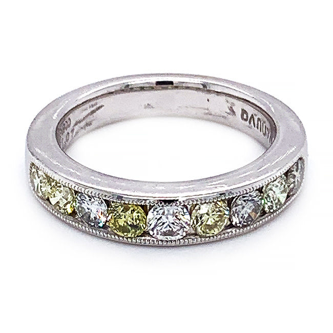 Platinum channel set band with natural color diamonds