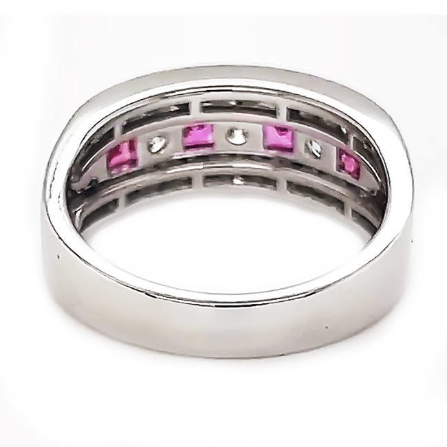 Platinum Ring Pink Sapphire Sapphire & Diamond Platinum Ring