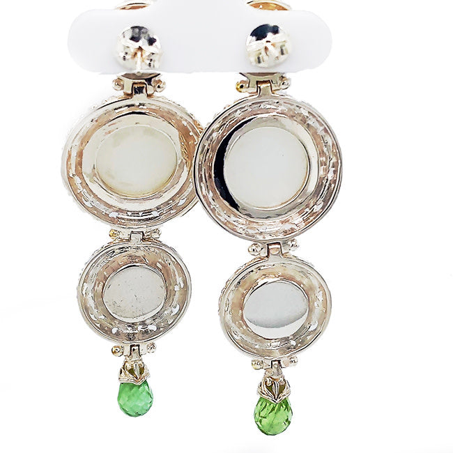 MoonStone & Pearl & Peridot Silver Earrings