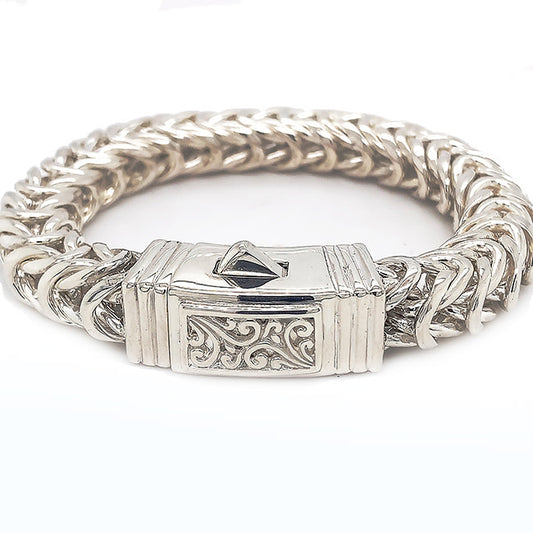 Square Style Thick Silver Bracelet
